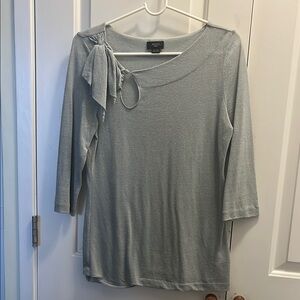 Chico's Gray 3/4 Sleeve Tie Front Blouse